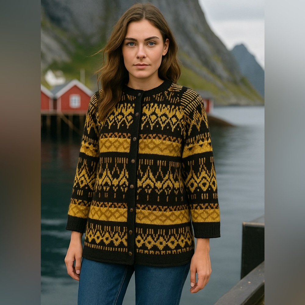 Nordic inspired vintage cardigan sweater